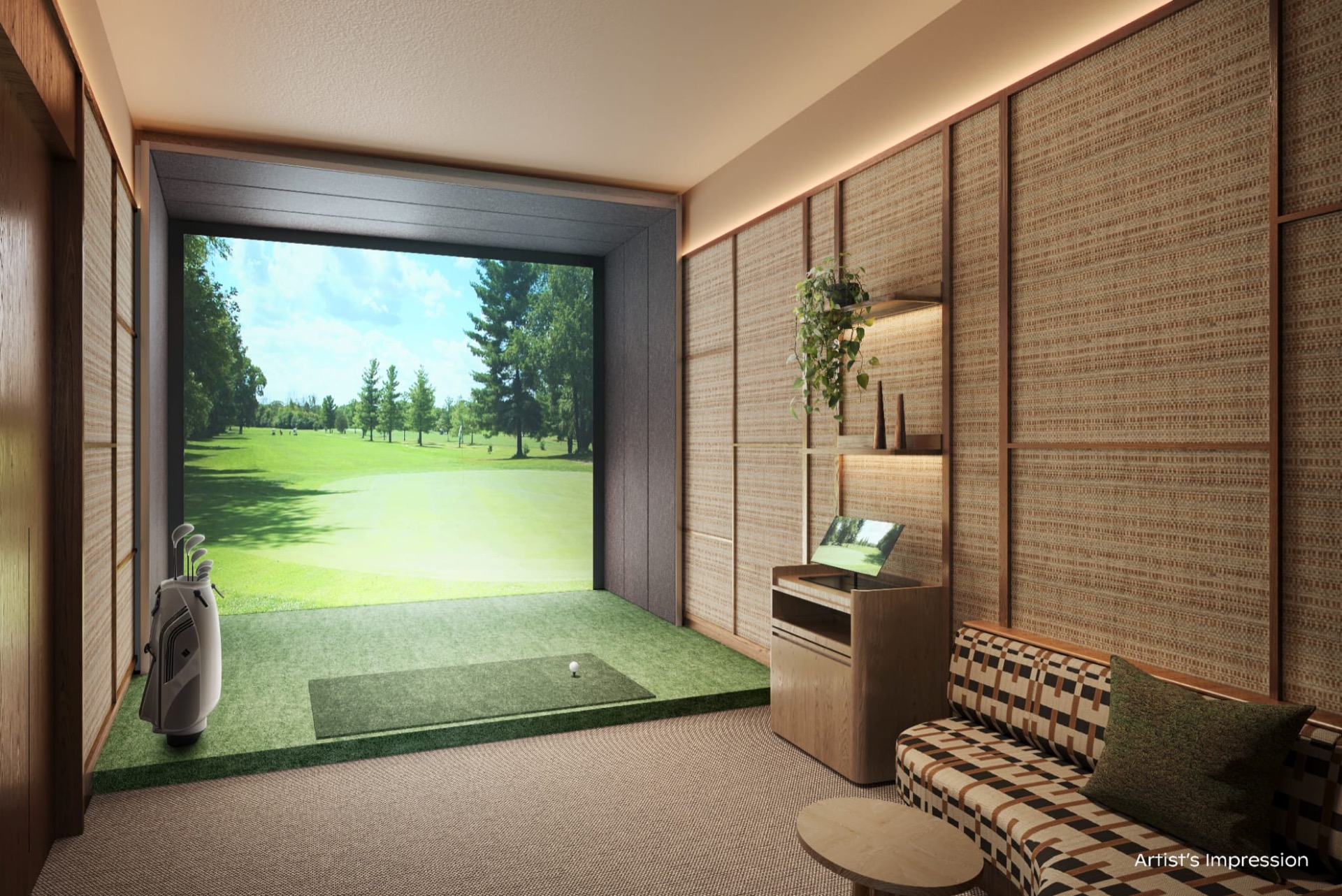 Golf simulator room